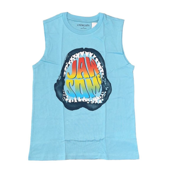 NWT J. Crew Boys' Pastel Blue W/"Jawsome" Shark Graphic Tank - Picture 1 of 9